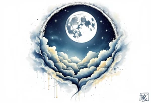 Night sky with moon tattoo idea