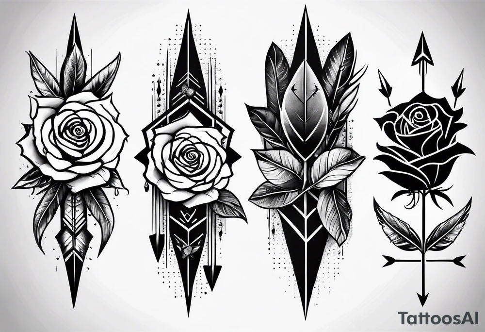 five Indian arrows going through a single rose on a forearm tattoo idea five Indian arrows going through a single rose on a forearm tattoo idea