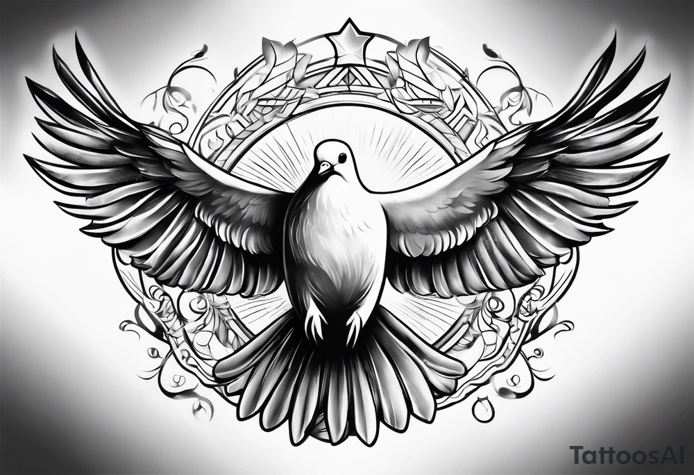 Dove in rays of light tattoo idea