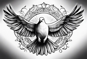 Dove in rays of light tattoo idea