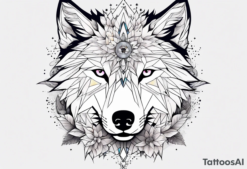 Constellation, animal wolf snow , géométric , flower tattoo idea