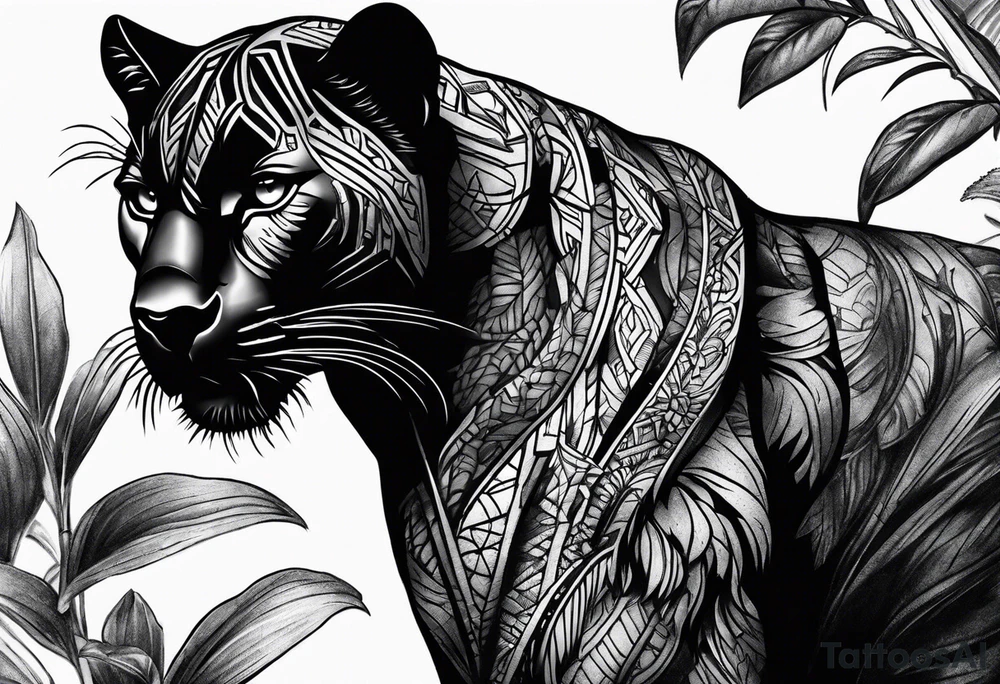 Black panther portrait tattoo idea