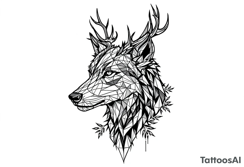 Wolf,deer tattoo idea