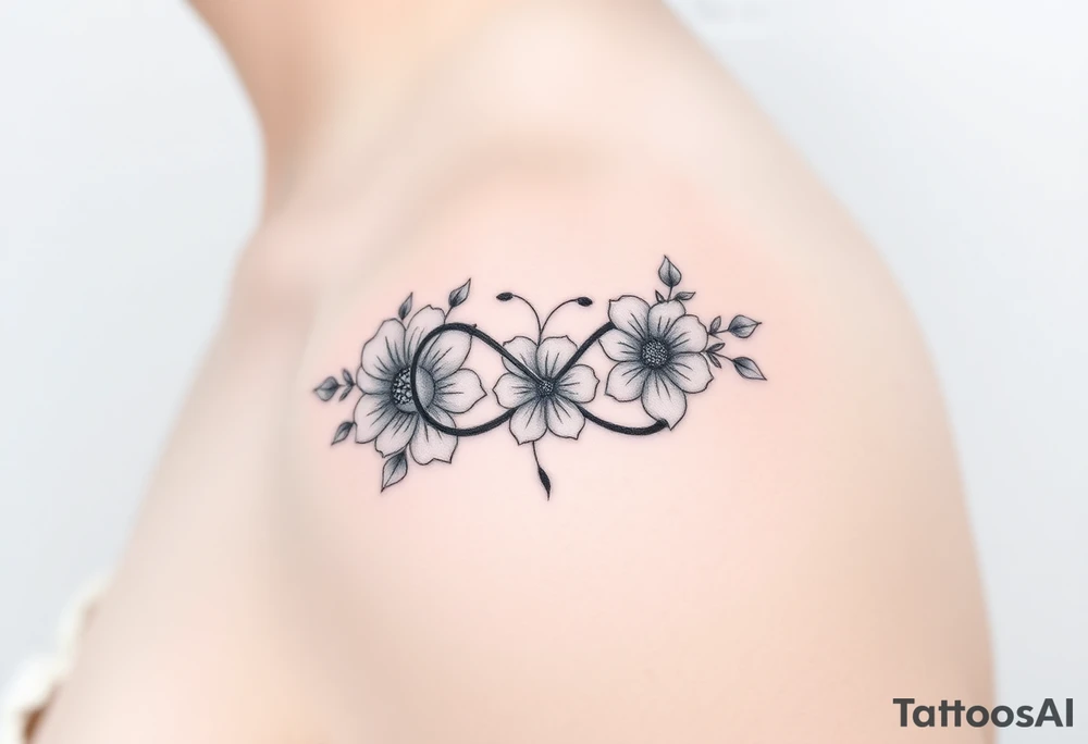 January December July birth flower infinity sign jayden maya tattoo idea