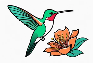Humming bird and a single flower tattoo idea