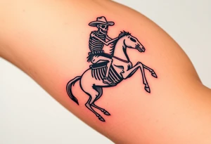 Skeleton cowboy on a bucking skeleton horse tattoo idea