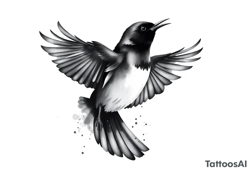 Male European Blackbird flying tattoo idea tattoo idea