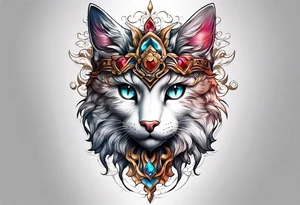 Calf tattoo of an angel cat tattoo idea