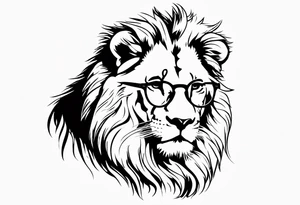 Lion wearing John Lennons glasses tattoo idea