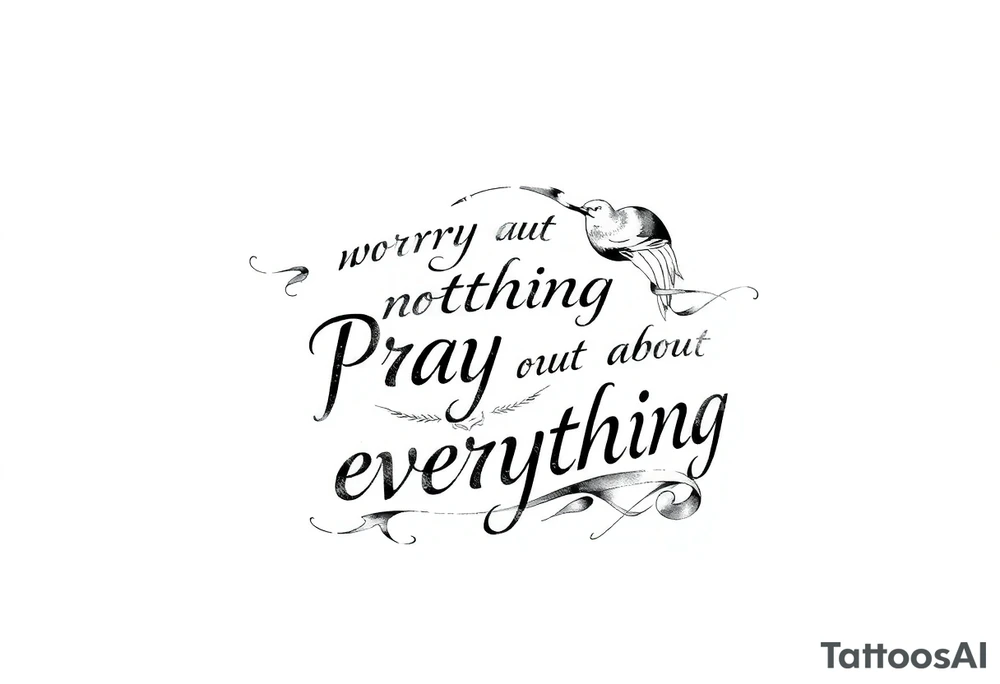 philippians 4:6 “worry about nothing, pray about everything” make this into a graphic type of tattoo with no words just meaning. tattoo idea