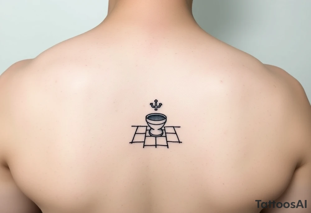 bathroom floor scene with symbol of hope tattoo idea