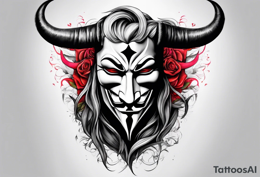 Anonymous with horns tattoo idea