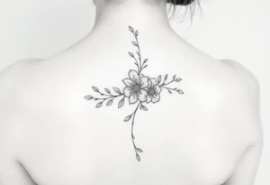 Delicate, simple floral spine tattoo tattoo idea