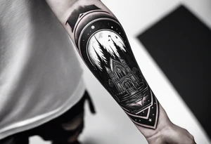 tringle portal leading to mass effect universe, forearm tattoo tattoo idea
