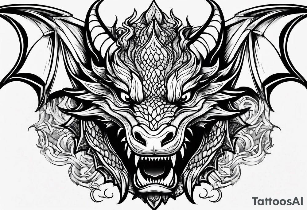 dragon face tattoo idea