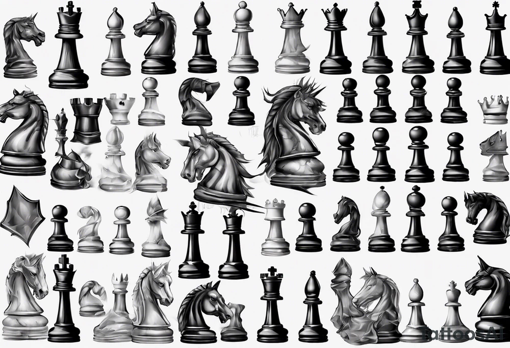 big king chess with lots of cracks marble tattoo idea