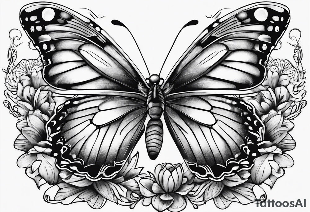 Butterflies and oceans tattoo idea