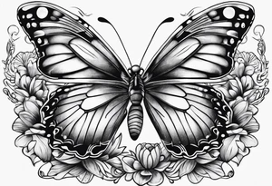Butterflies and oceans tattoo idea