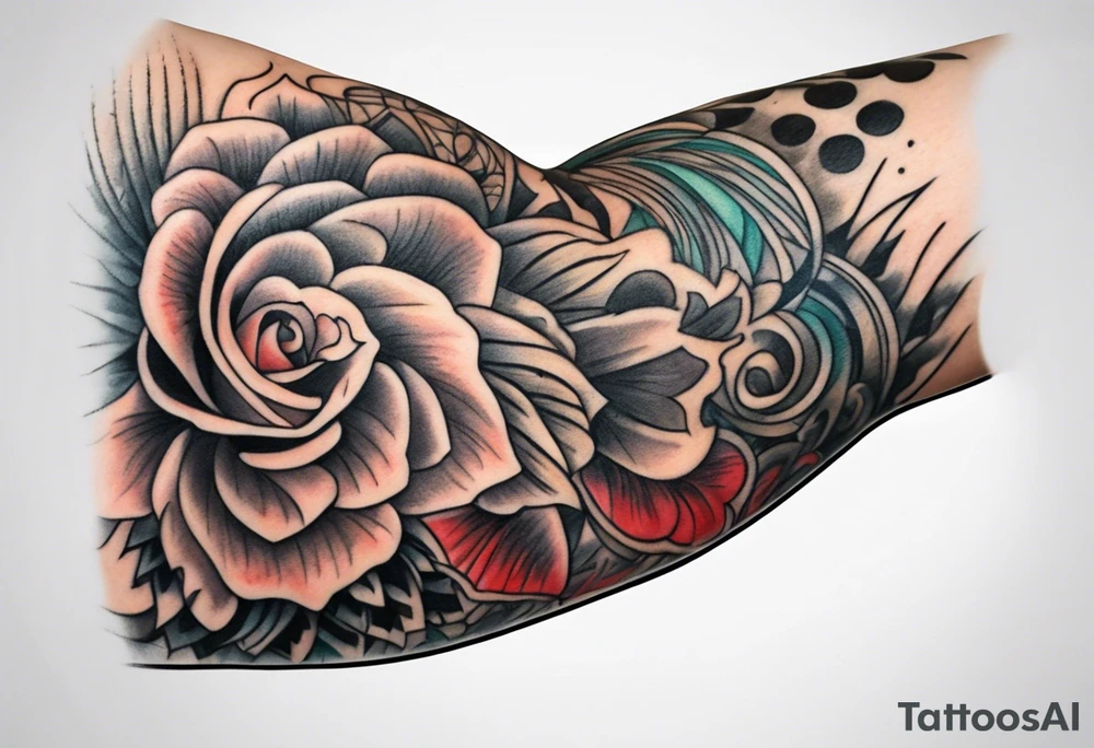 pertruding pain human tissue on arm tattoo idea
