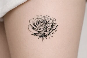 Close-up of a perfect rose morphing into a cracked, broken bloom. tattoo idea