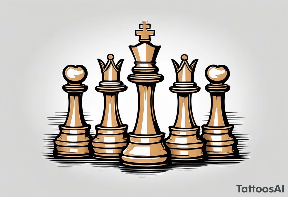 wooden chess queen piece contour tattoo idea