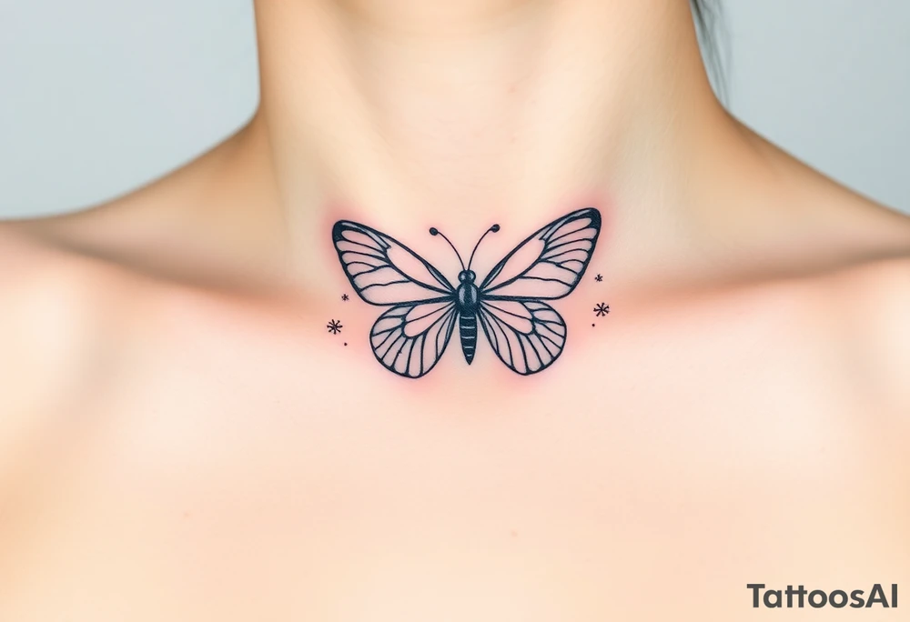 Flying butterfly with snowflakes tattoo idea