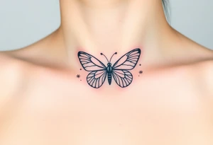 Flying butterfly with snowflakes tattoo idea