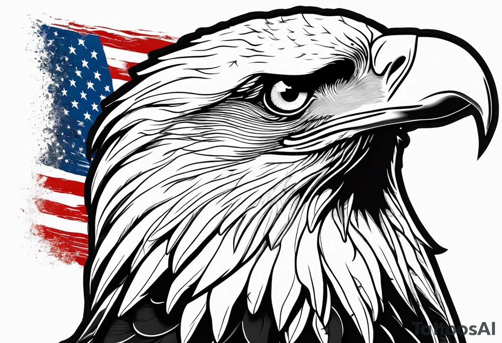 Bald eagle head and American flag tattoo idea