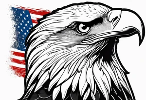 Bald eagle head and American flag tattoo idea
