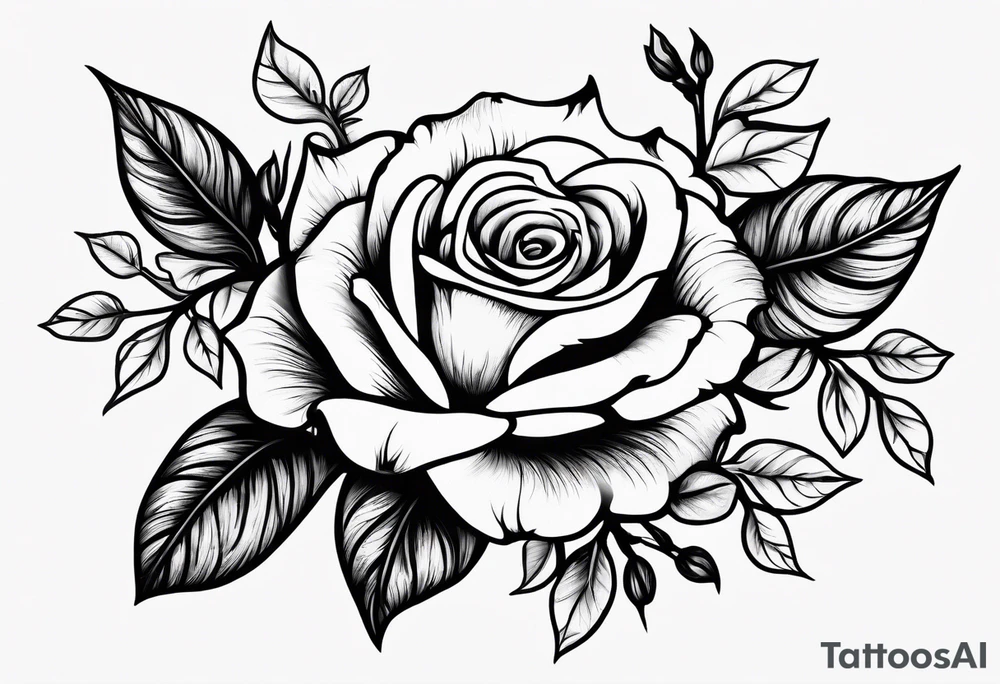 thorny vines with rose petals tattoo idea