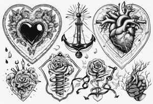 Heart and brain anchored tattoo idea