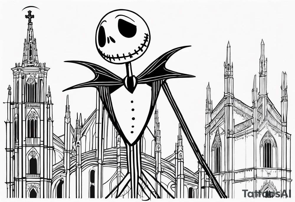 jack skellington on duomo of milano tattoo idea