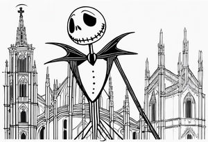 jack skellington on duomo of milano tattoo idea