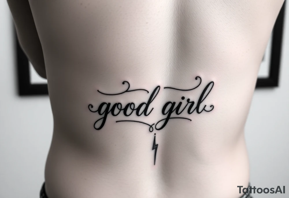 BDSM possessive butt tattoo for female with “good girl” incorporated into it dedicated to him tattoo idea