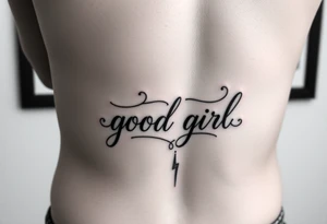 BDSM possessive butt tattoo for female with “good girl” incorporated into it dedicated to him tattoo idea