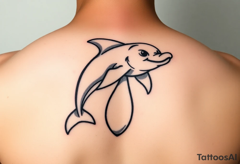 Cartoon dolphin with a big penis tattoo idea