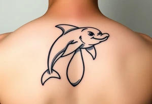 Cartoon dolphin with a big penis tattoo idea