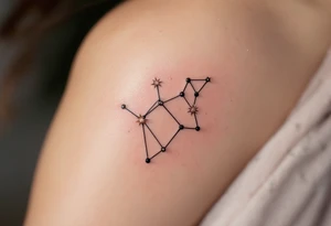 Constellation lines drawn in jet black, with each Capricorn star filled in with shimmering rose gold. tattoo idea