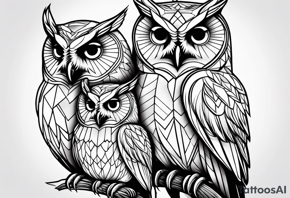 Mom and baby owl tattoo idea