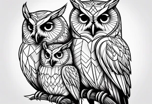 Mom and baby owl tattoo idea