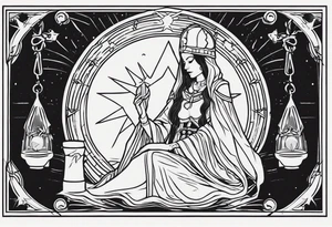 High priestess as a skeleton tarot card tattoo idea