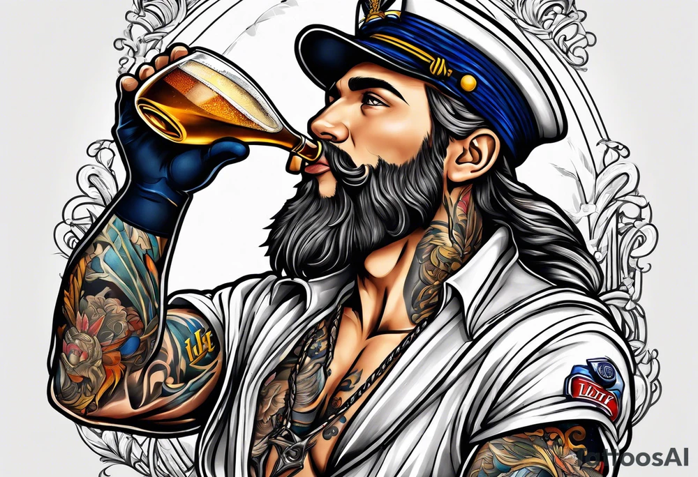 sailor drinking miller lite tattoo idea