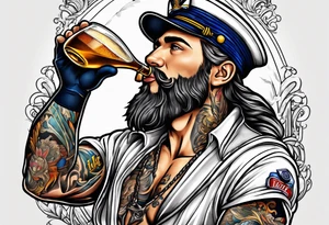 sailor drinking miller lite tattoo idea