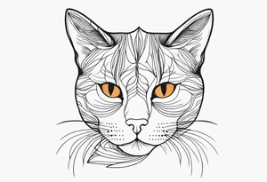 half face black and half face ginger cat tattoo idea