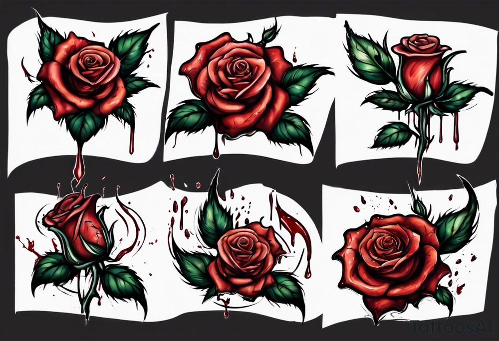 rose flower whose stem is broken with blood dripping from the break tattoo idea