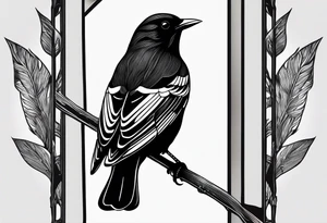 A black only blackbird with no extraneous details. Use the Beatles song blackbird as inspiration. tattoo idea