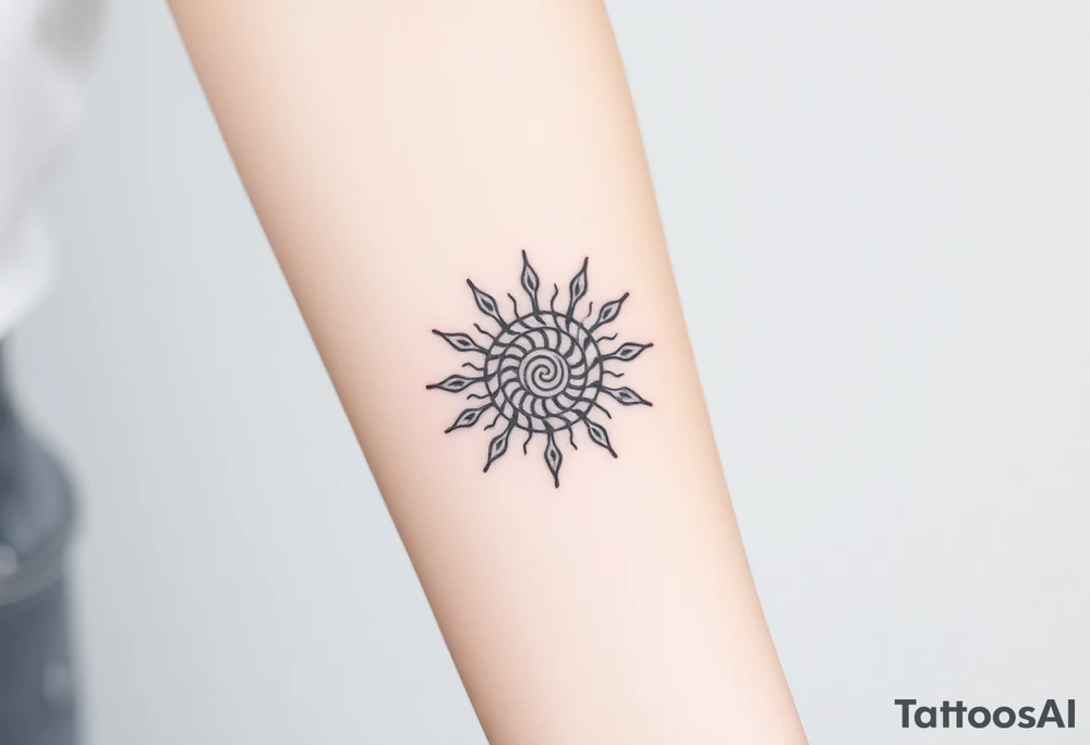 Fibonacci spiral shell sun tattoo idea
