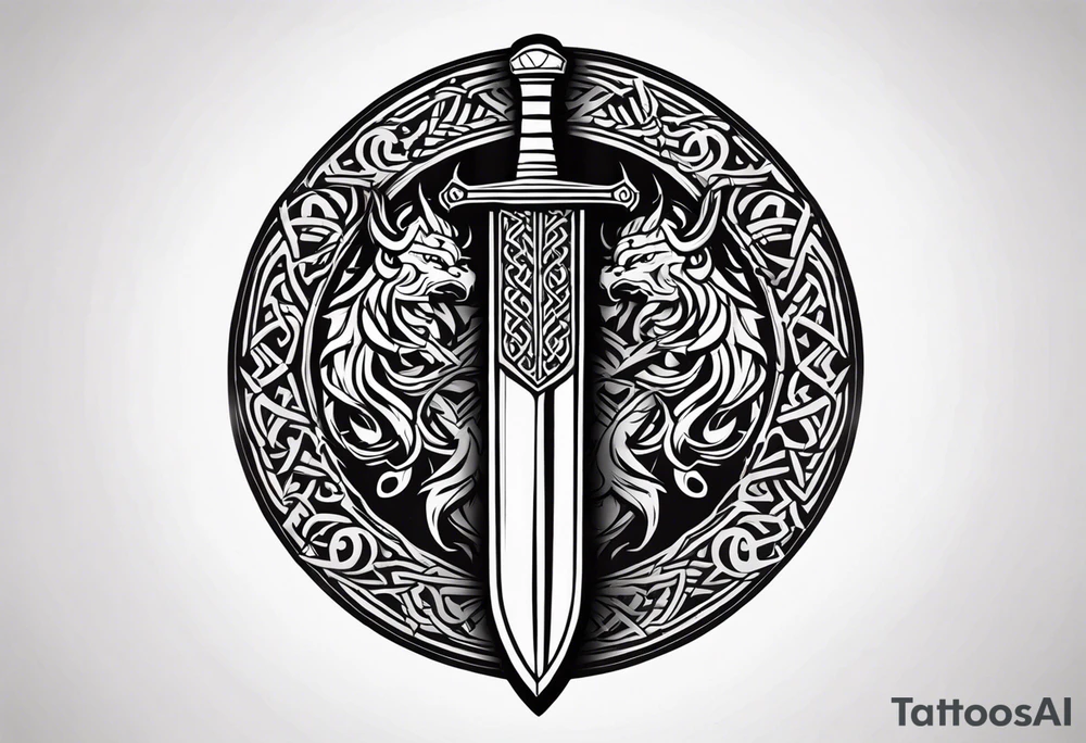 Viking sword Valhalla dragon shield tattoo idea