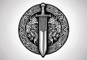 Viking sword Valhalla dragon shield tattoo idea