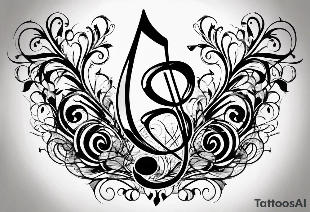 Musical notes depicting the letters R and L tattoo idea